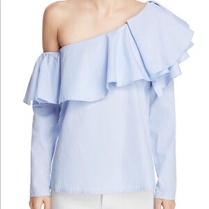 NEW • MLM • One Shoulder Ruffle Blouse Blue S